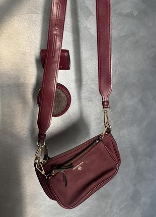 Сумки для жінок michael kors бордова маленька шкіряна
