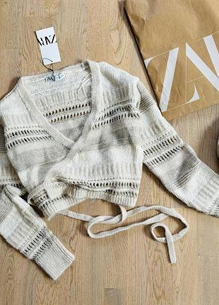 Вʼязаний кардиган на запах zara