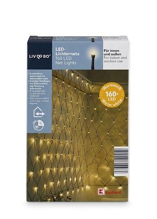 Led гірлянда 160 led 3,2×1,5 м з пультом/контролером, 8 режимів, таймер 6 год, тепле біле світло, 12 присосок