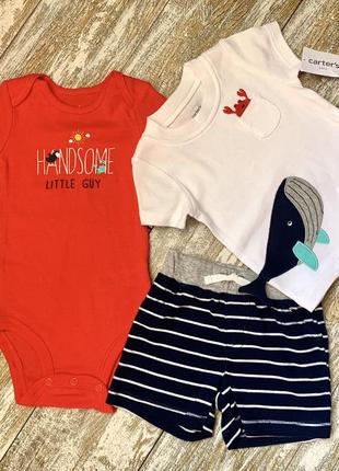 Комплект 3-ка carter ' s (бодік , футболка, шорти)