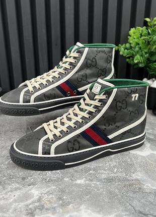 Gucci tennis 1977 maxi gg signature sneakers мужские высокие кроссовки оригинал 42.5 eur