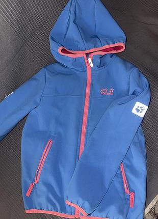 Куртка для дівчинки jack wolfskin синя з рожевим