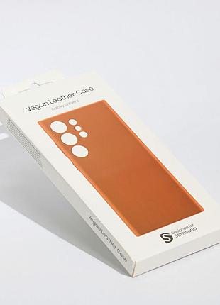 Шкіряний чохол vegan leather case для samsung galaxy s24 ultra, коричневий (camel)