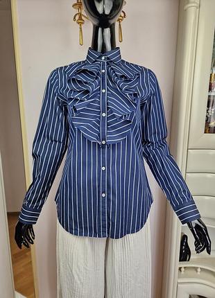 Элегантная рубашка в полоску с жабо lauren ralph lauren (100% оригинал)