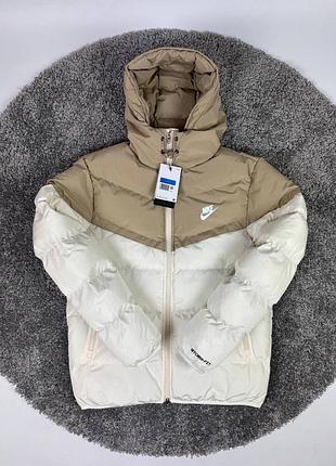 Пуховик чоловічий nike storm-fit бежевий, білий