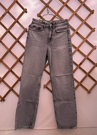 Сірі прямі джинси zara washed grey 34