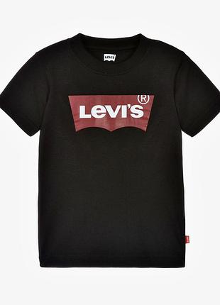 Чорна бавовняна футболка з великим лого levi’s