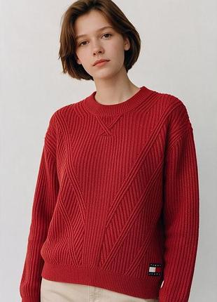 Tommy hilfiger хлопковый женский свободный свитер!оригинал