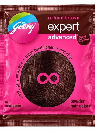 Godrej expert advanced natural brown — порошкова фарба для волосся, 4 пакетики