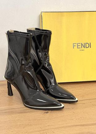 Fendi fframe glossy ankle boots