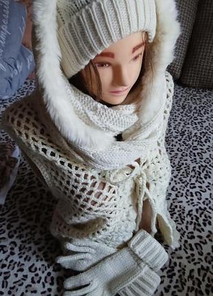 Комплект шапка снять,рукавички