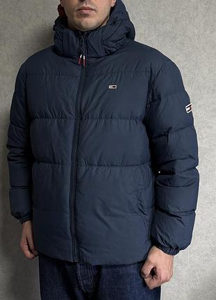 Чоловічий пуховик tommy hilfiger, розмір l, темно-синій