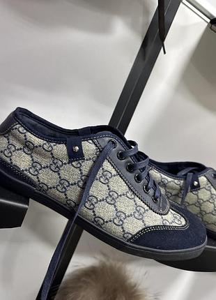 Кросівки чоловічі gucci сині з монограмою