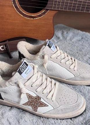 Утеплені кеди golden goose, натуральна шкіра, замша