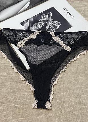 Intimissimi шикарные черные сетчатые трусики с кружевной декорацией