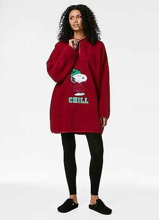 Флісовий худі-толстовка marks & spencer (модель fleece snoopy™ lounge hoodie)