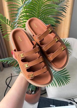 Celine triomphe mule slide brown