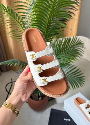 Celine triomphe mule slide white