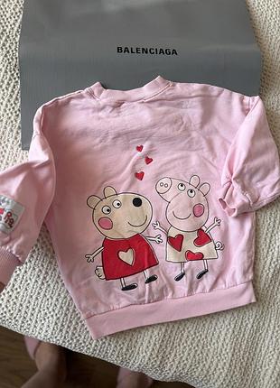 Світшот для дівчинки peppa pig рожевий з принтом