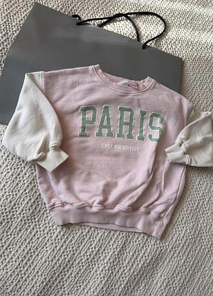 Світшот жіночий zara рожевий з написом paris