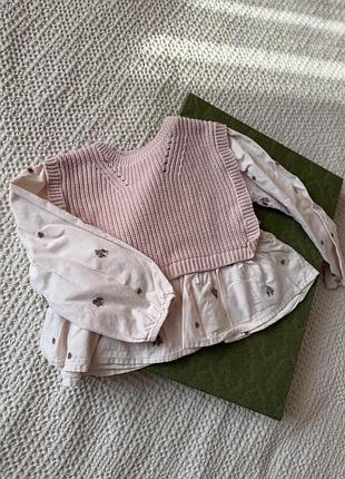 Кофта для дівчинки zara рожева з довгим рукавом