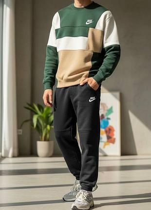 Спортивный костюм nike трехколор с флисовым утеплением
