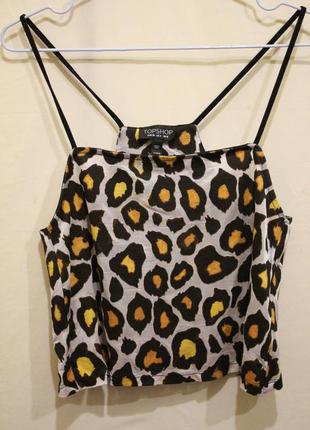 Топік яскравий хижий принт, прозора основа