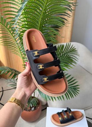 Celine triomphe mule slide black