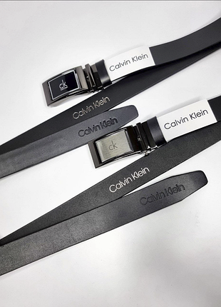 Кожаный ремень calvin klein с двусторонней пряжкой автомат 3,5 см, ремень мужской, ремень с двухсторонней пряжкой