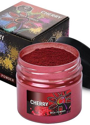 Слюдяний пігментний порошок cherry (вишня) для смоли мила макіяжу манікюру soap shop банка 57 грам