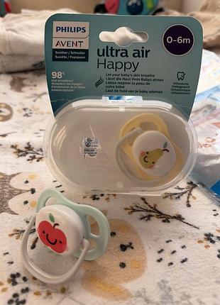Пустушки philips avent ultra air scf 080/23 силіконові від 0 до 6 місяців 2 шт.