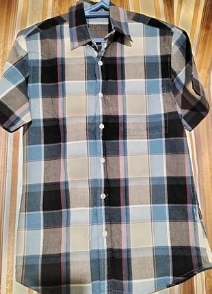 Чоловіча легка сорочка в клітинку topman (розмір xs), шведка з коротким рукавом