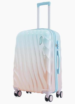 Чемодан 71 л с кодовым замком для путешествий средний blue/pink cream gradient semi line mc-12439
