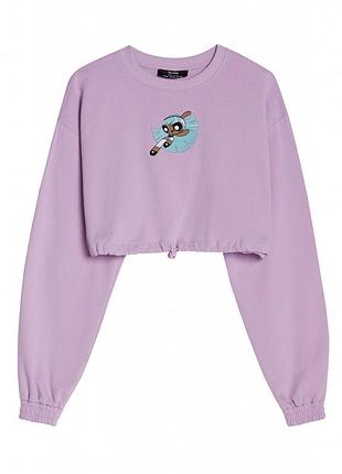 Bershka s лавандовий світшот powerpuff girls / укорочений