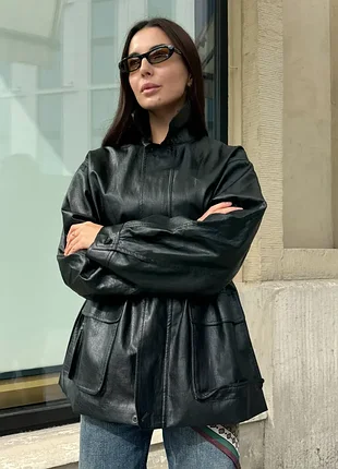 Куртка-рубашка oversize из эко-кожи
