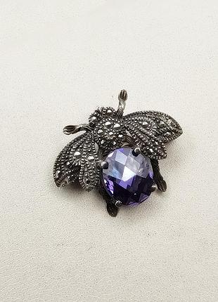 Брошка серебряная с аметистом 5,59 г