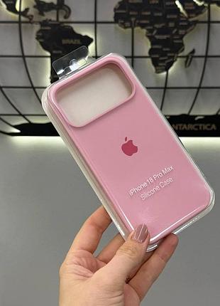 Чехол silicone case с микрофиброй для iphone 18 pro max, качественный чехол-бампер с микрофиброй для айфон 18 про макс (розовый)