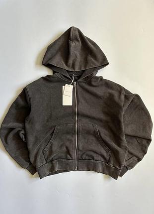 Коричневе зіп худі zara zip hoodie зара кофта світшот на блискавці