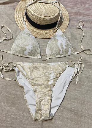 Calzedonia шикарный раздельный блестящий купальник на завязках крутого бренда