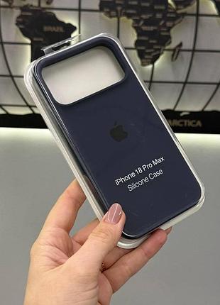 Чехол silicone case с микрофиброй для iphone 18 pro max, качественный чехол-бампер с микрофиброй для айфон 18 про макс (синий)