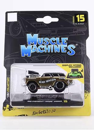 Металева модель автомобіля muscle machines 1955 chevrolet nomad gasser 1:64