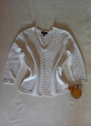 Елегантний білий светр / джемпер chaps ralph lauren у косичку (розмір s-m / petite)