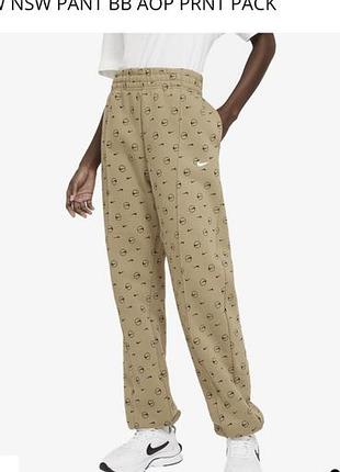 Спортивні штани жіночі nike nsw pant bb aop prnt pack бежеві