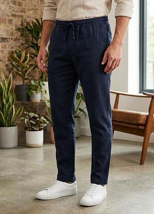 Чоловічі темно-сині лляні штани next supply р. 34/33 slim fit