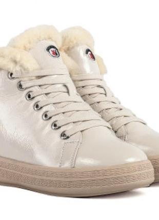 Зимові жіночі черевики-кеди (в стилі moncler / kelton) на хутрі, екошкіра, р. 38 (24.5 см довжина устілки)