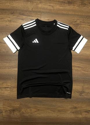 Чоловіча спортивна футболка adidas m squadra / entrada чорна з білими смужками  ігрова тренувальна спортивная адидас