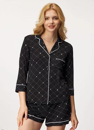 Брендовая шелковистая пижама dkny (рубашка + шорты)