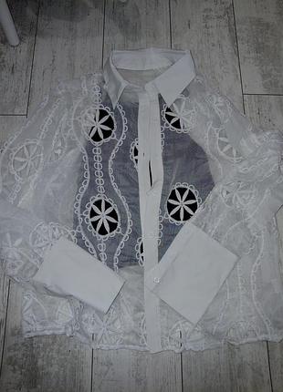 Блузка женская ажурная кружевная белая s/m