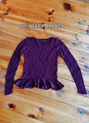 Пушистый свитер с баской peruvian connection (xs, 60% baby alpaca)