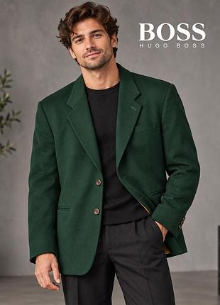 Винтажный оригинальный зеленый кашемировый пиджак (есть нюанс) boss 50 хl